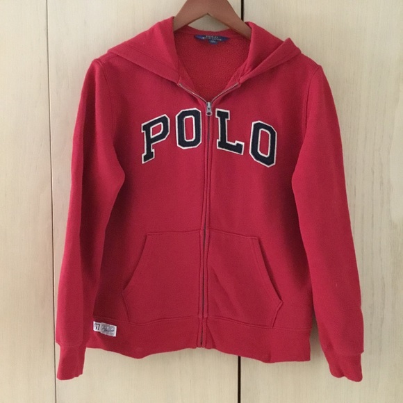 Polo Ralph Lauren Other - Polo by Ralph Lauren Red Zip Up Hoodie Jacket Boys Size 14/16 or Women's XS/S